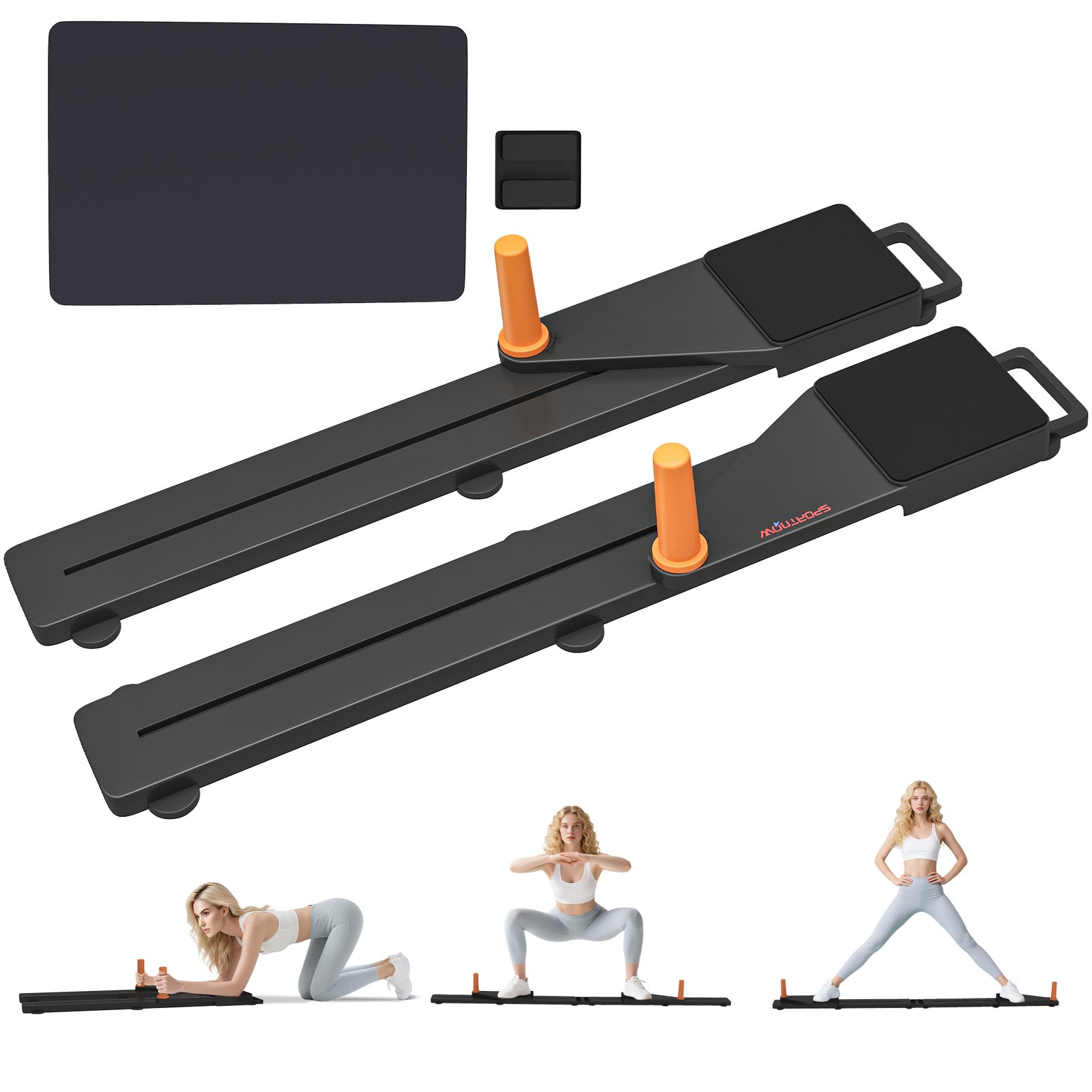 SPORTNOW Push Up Board Set of 2, Portable Press Up Board with Dual Glide Rails, Knee Pad, Pushup Stand Pilates Reformer Machine for Home Gym, Multifunctional Workout Equipment for Men & Women - Image 9