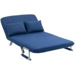 HOMCOM Two-Seater Click-Clack Sofa Bed – Dark Blue HOMCOM Two-Seater Click-Clack Sofa Bed – Dark Blue