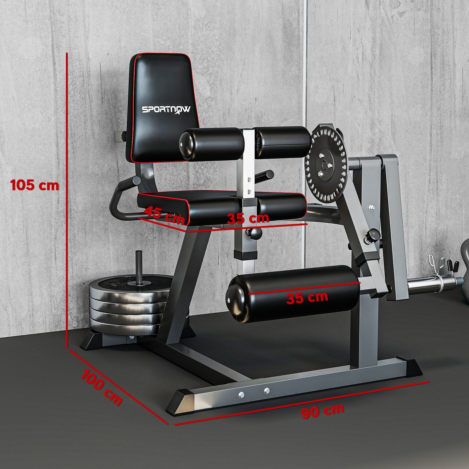 SPORTNOW Seated Leg Extension and Curl Machine, Adjustable Leg Raise Machine and Curl Machine with Plate Loaded for Hip, Thigh, Lower Body Workout - Image 3