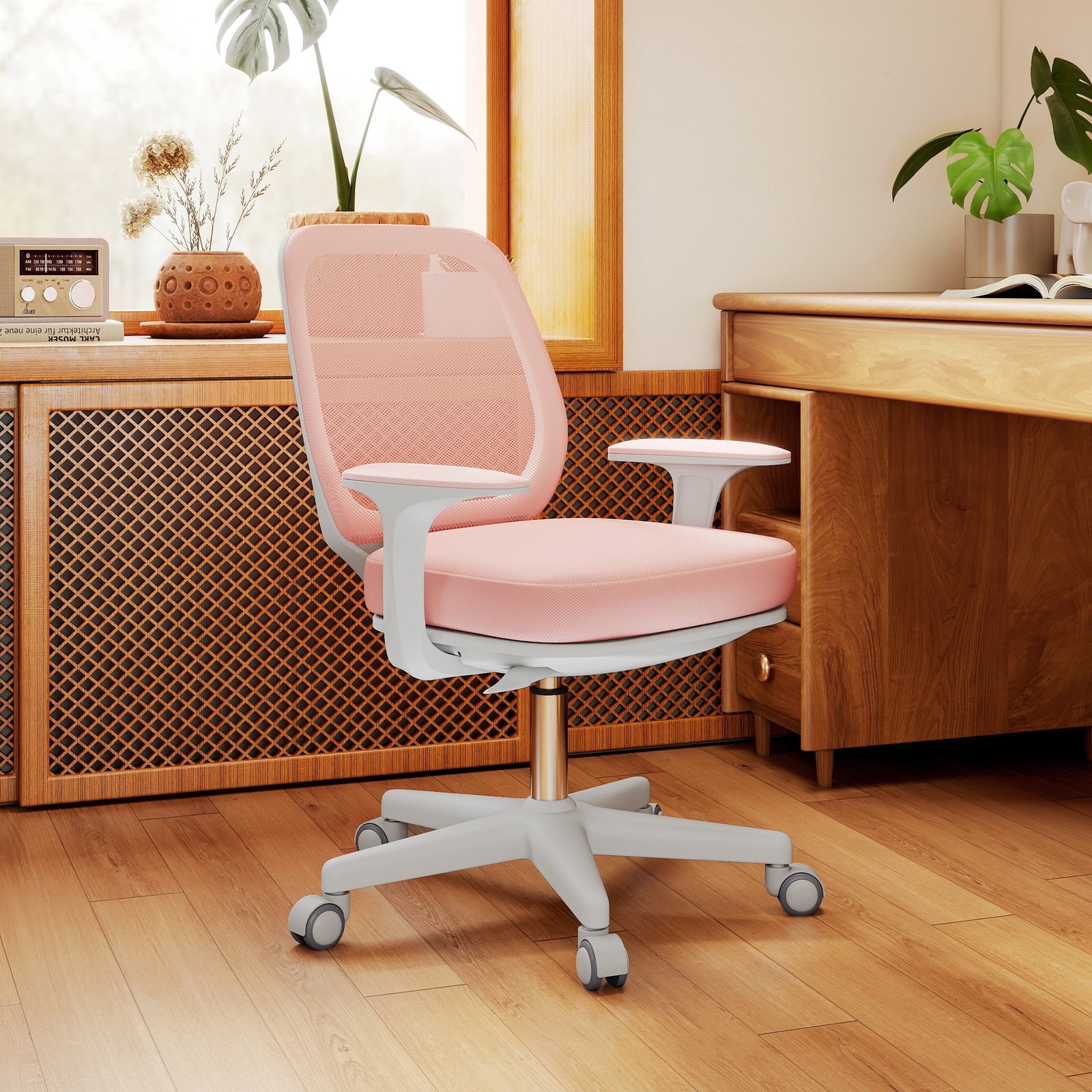 Vinsetto 44-56cm Mesh Back Office Chair - Pink - Image 9