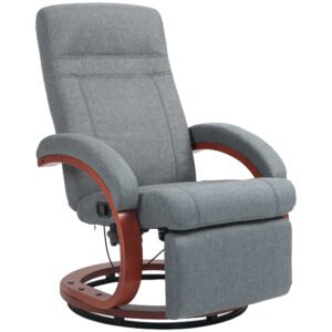 HOMCOM 135° Manual Reclining Swivel Chair, with Footrest - Grey
