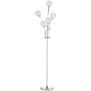 HOMCOM Floor Lamps for Living Room Bedroom with 5 Light, Modern Upright Standing Lamp, 34x25x156cm, Silver