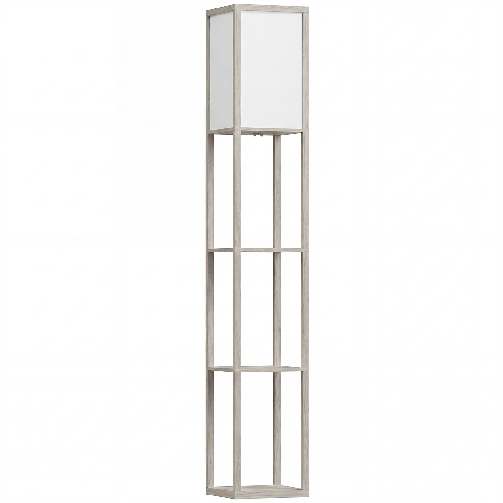 HOMCOM 3-Tier Floor Lamp with Shelves and Storage, Modern Corner Standing Lamp with Lampshade, Reading Light with Foot Switch for Living Room, Bedroom, Home Office, Bulb not Included, Oak