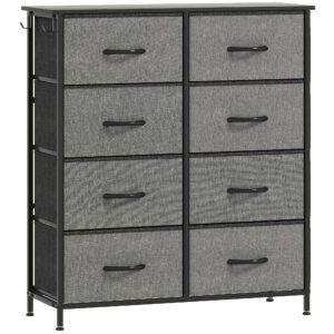HOMCOM Chest of Eight Fabric Drawers - Charcoal Grey