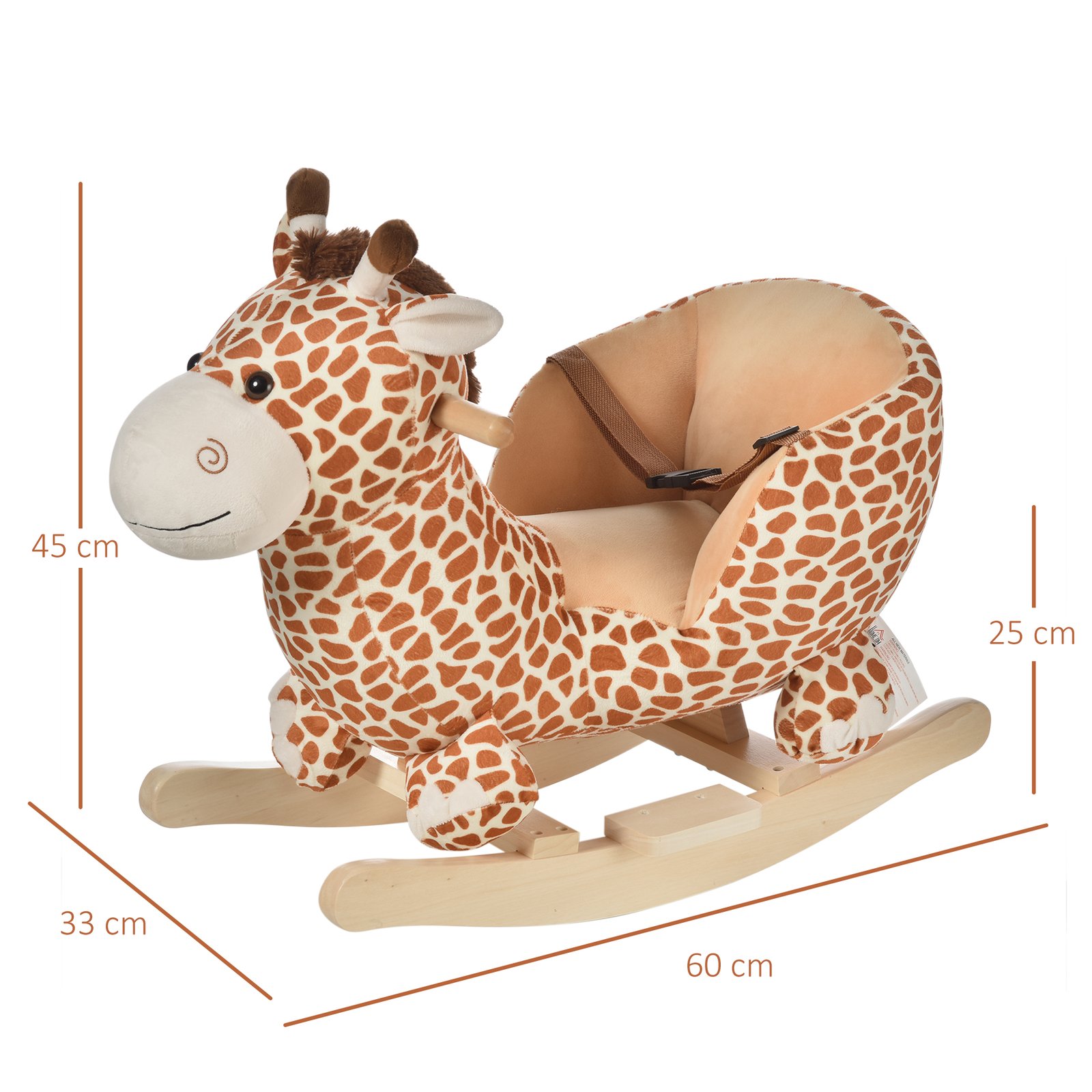 HOMCOM Children Kids Rocking Horse Toys Giraffe Seat Belt Toddlers Baby Toy Gift - Image 3