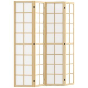 HOMCOM 4 Panel Folding Room Divider, Freestanding Room Separator, Indoor Privacy Screen for Living Room, Bedroom, 160 x 170cm