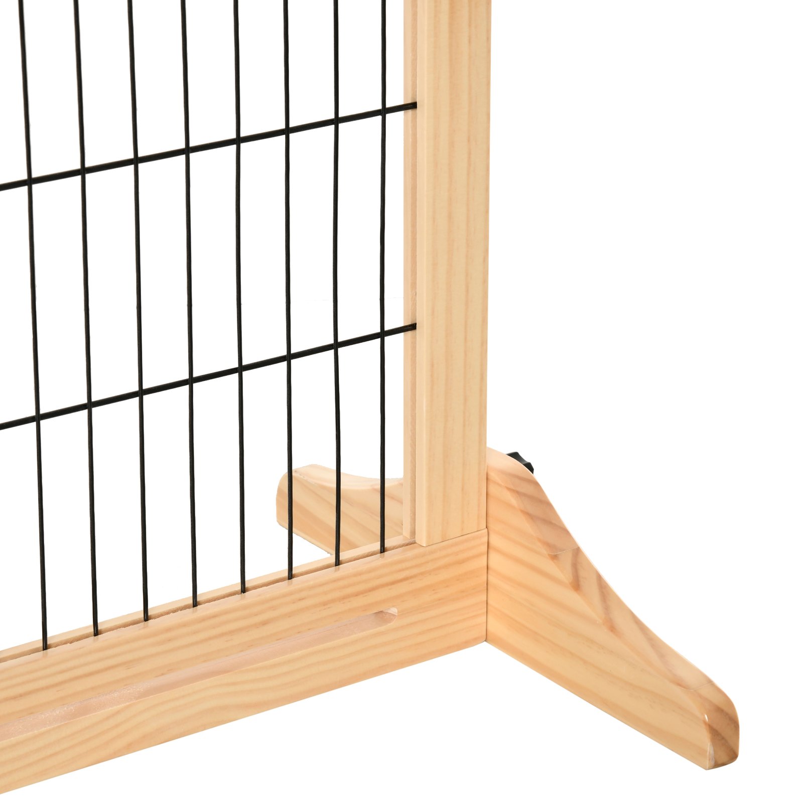 PawHut Freestanding Dog Gate, Foldable Pet Fence, Indoor Wood Barrier, Stair Gate with Support Feet, for Doorway, Hallway, Small and Medium Dogs, 69H x 104-180 cm, Natural Wood Finish - Image 8