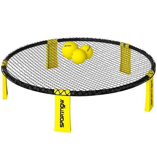 SPORTNOW Spike Game Set, Mini Beach Games Set with Net, 3 Balls and Ball Pump, Portable with Carrying Bag for Outdoor Team Sports, Yellow SPORTNOW Spike Game Set, Mini Beach Games Set with Net, 3 Balls and Ball Pump, Portable with Carrying Bag for Outdoor Team Sports, Yellow