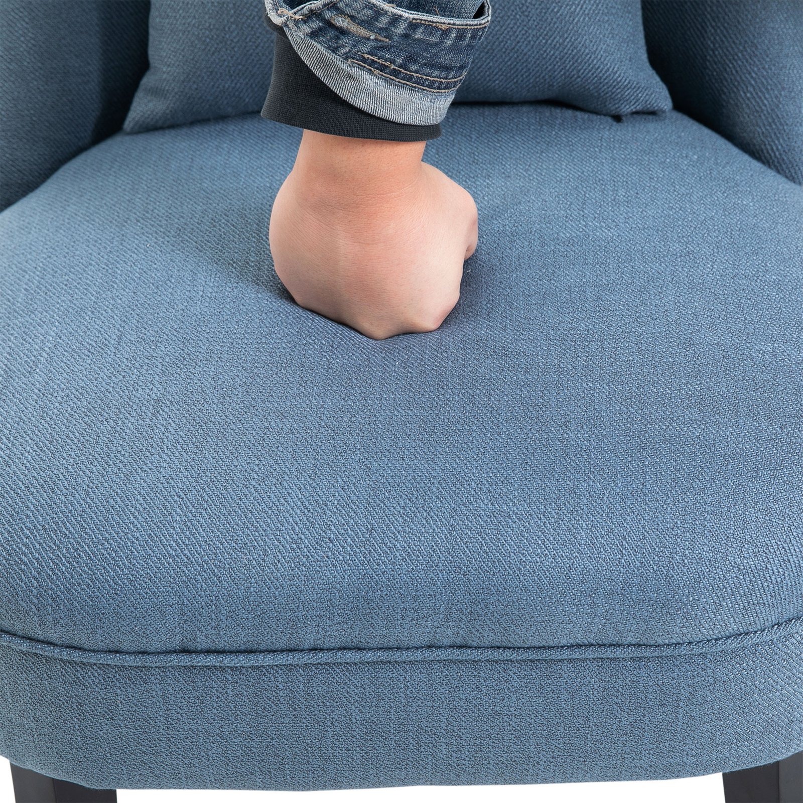 HOMCOM Tub Chair, Armless Single Sofa, Modern Button Tufted Armchair, Upholstered Linen Fabric Longue Accent Chair for Living Room, Bedroom, Set of 2, Blue - Image 8