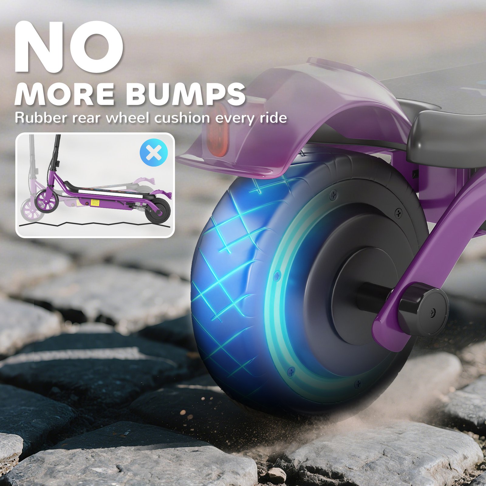 AIYAPLAY Electric Scooter for Kids Aged 6-14 Years, with Colourful Lights, Purple - Image 7
