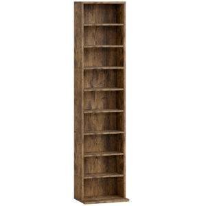 HOMCOM 260 Narrow CD Storage Unit - Rustic Brown