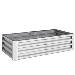 Outsunny Raised Beds for Garden, Galvanized Outdoor Planters, for Herbs and Vegetables, Use for Patio, Backyard, Balcony, Silver