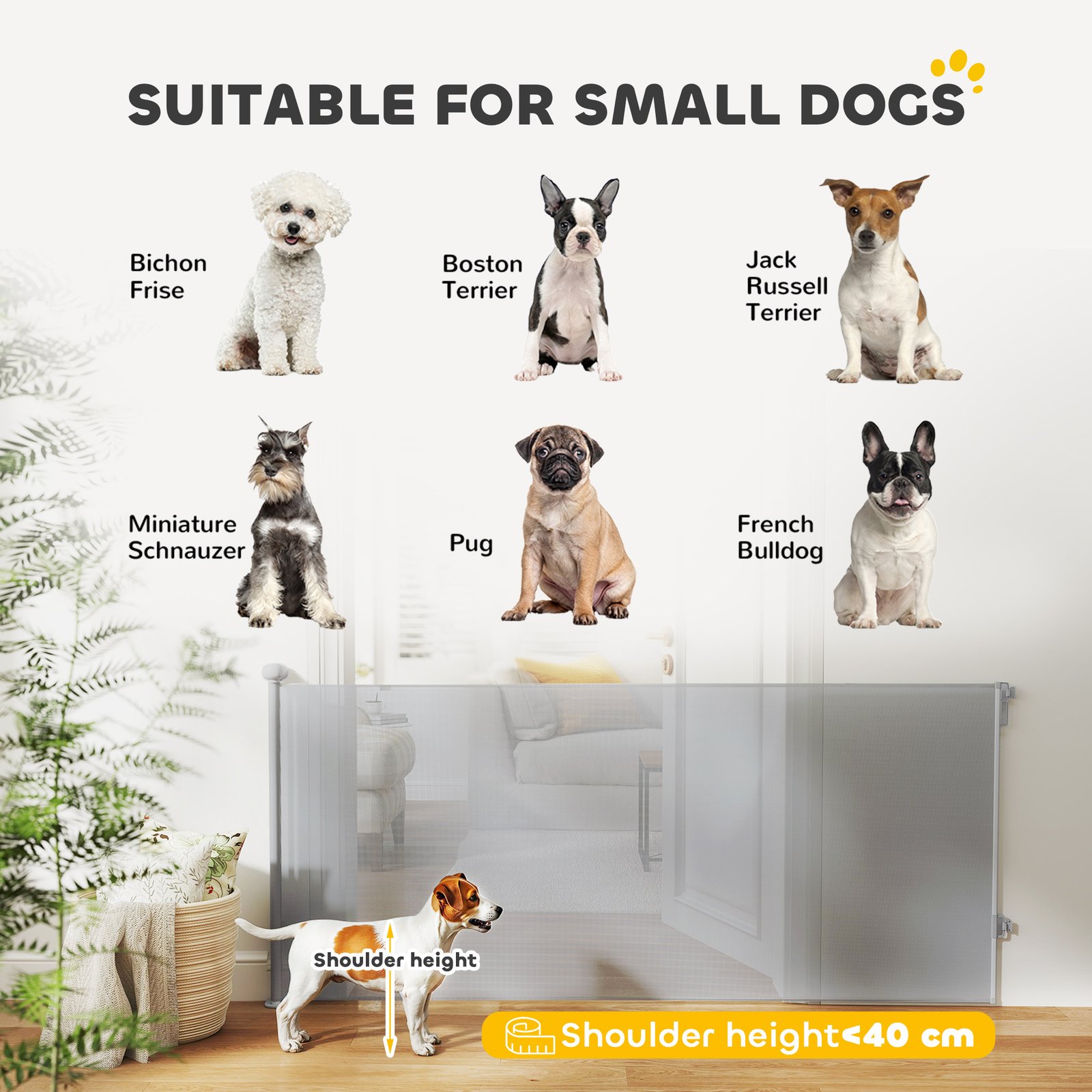 PawHut Retractable Stair Gate Extends Up to 180 cm Wide, Dog Gate for Doorways, Stairways, Hallways, Grey - Image 9