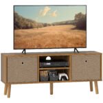 HOMCOM TV Cabinet Stand Unit for TVs up to 50” with Foldable Drawers, Entertainment Centre for Living Room Brown