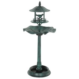 Outsunny 3-in-1 Garden Bird Bath, Freestanding Birdbath with Large Water Basin, Underneath Flower Planter, ?50 x 113 cm, Green