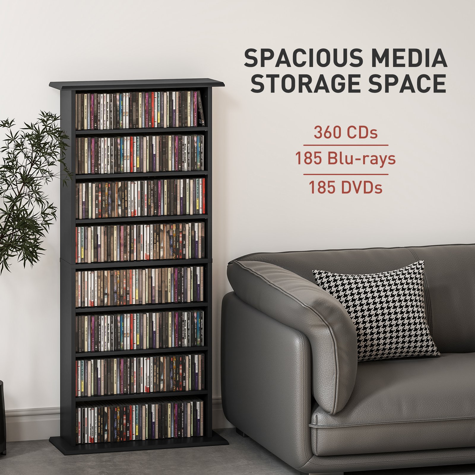 HOMCOM 360 CD Storage Unit - Black - Image 4