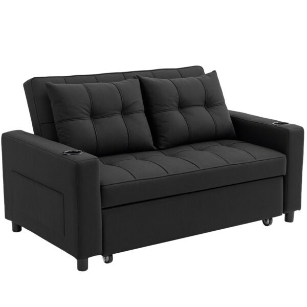HOMCOM Two-Seater Pull-Out Sofa Bed – Black HOMCOM Two-Seater Pull-Out Sofa Bed – Black