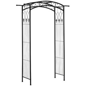Outsunny 211cm Height Metal Garden Arch Arbor for Wedding Decor for Climbing Plants and Outdoor Decoration