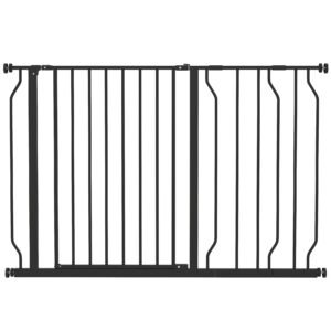 PawHut Wide Dog Safety Gate, with Door Pressure, for Doorways, Hallways, Staircases - Black