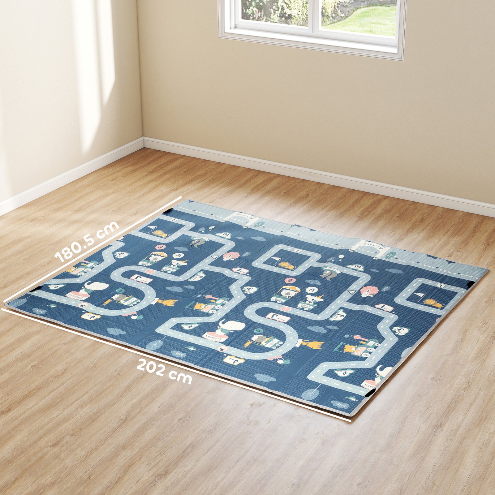AIYAPLAY Foldable Baby Play Mat, Baby Playpen, Reversible Foam Playmat, Floor Mats for Toddlers, Traffic and Grey Diamond Theme - Image 3
