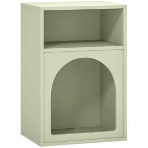 HOMCOM Bedside Table with 2 Open Compartments - Light Green