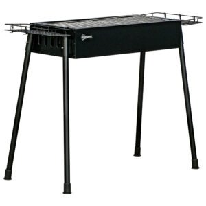 Outsunny Portable Charcoal BBQ Grill with Seasoning Baskets for Camping Picnic Hiking