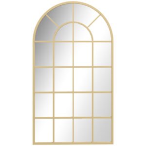 HOMCOM 110 x 65 cm Arched Decorative Wall Mirror for Bedroom Living Room, Modern Window Bathroom Mirror for Home Decor