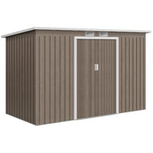 Outsunny 4 x 9ft Metal Shed, with Foundation Shed - Brown