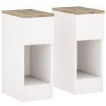 HOMCOM Set of Two Modern Storage Bedside Tables – Cream White HOMCOM Set of Two Modern Storage Bedside Tables – Cream White