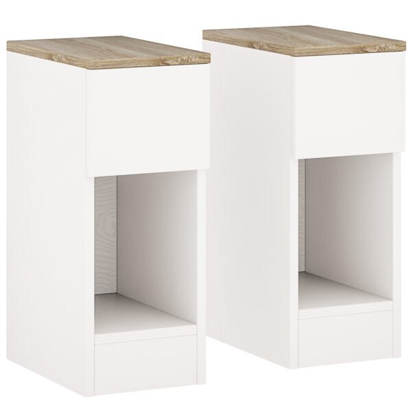 HOMCOM Set of Two Modern Storage Bedside Tables – Cream White HOMCOM Set of Two Modern Storage Bedside Tables – Cream White