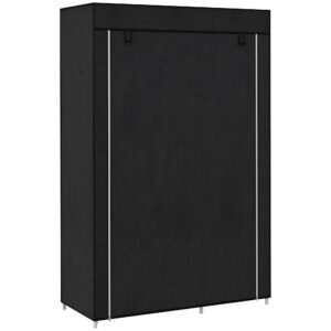 HOMCOM Fabric Wardrobe, Portable Wardrobe with 6 Shelves, 1 Hanging Rail, Foldable Closets, 103 x 43 x 162.5 cm, Black