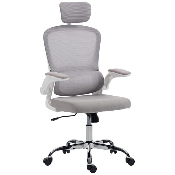 HOMCOM Mesh Back Office Chair, with Lumbar Support – Grey