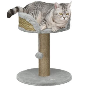 PawHut Cat Tree Tower with Scratching Posts, Grey