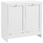 kleankin Double Hamper Laundry Storage Cabinet – White