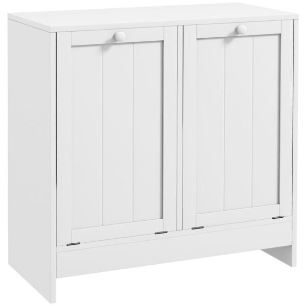 kleankin Double Hamper Laundry Storage Cabinet – White