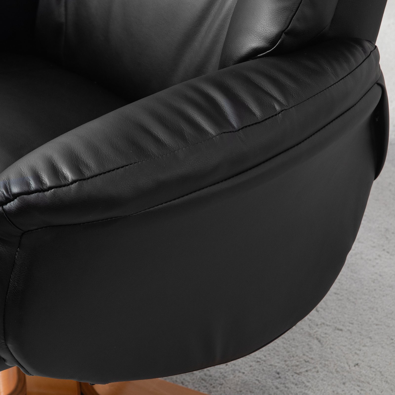 HOMCOM Rocking Recliner Chair with Footstool, PU Leather Recliner Armchair with Wood Base, Upholstered Reclining Chair for Living Room Bedroom, Black - Image 9