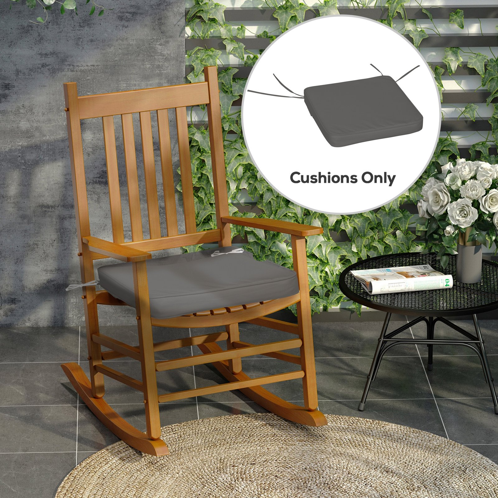 Outsunny Set of 6 Pcs Chair Cushion, 42Lx42Wx5T cm-Grey - Image 2