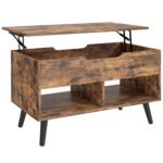 HOMCOM Lift Top Coffee Table with Hidden Storage Living Room Table Metal Legs 75 cm Rustic Brown HOMCOM Lift Top Coffee Table with Hidden Storage Living Room Table Metal Legs 75 cm Rustic Brown