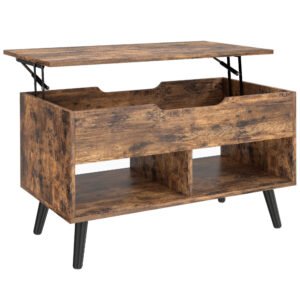 HOMCOM Lift Top Coffee Table with Hidden Storage Living Room Table Metal Legs 75 cm Rustic Brown HOMCOM Lift Top Coffee Table with Hidden Storage Living Room Table Metal Legs 75 cm Rustic Brown