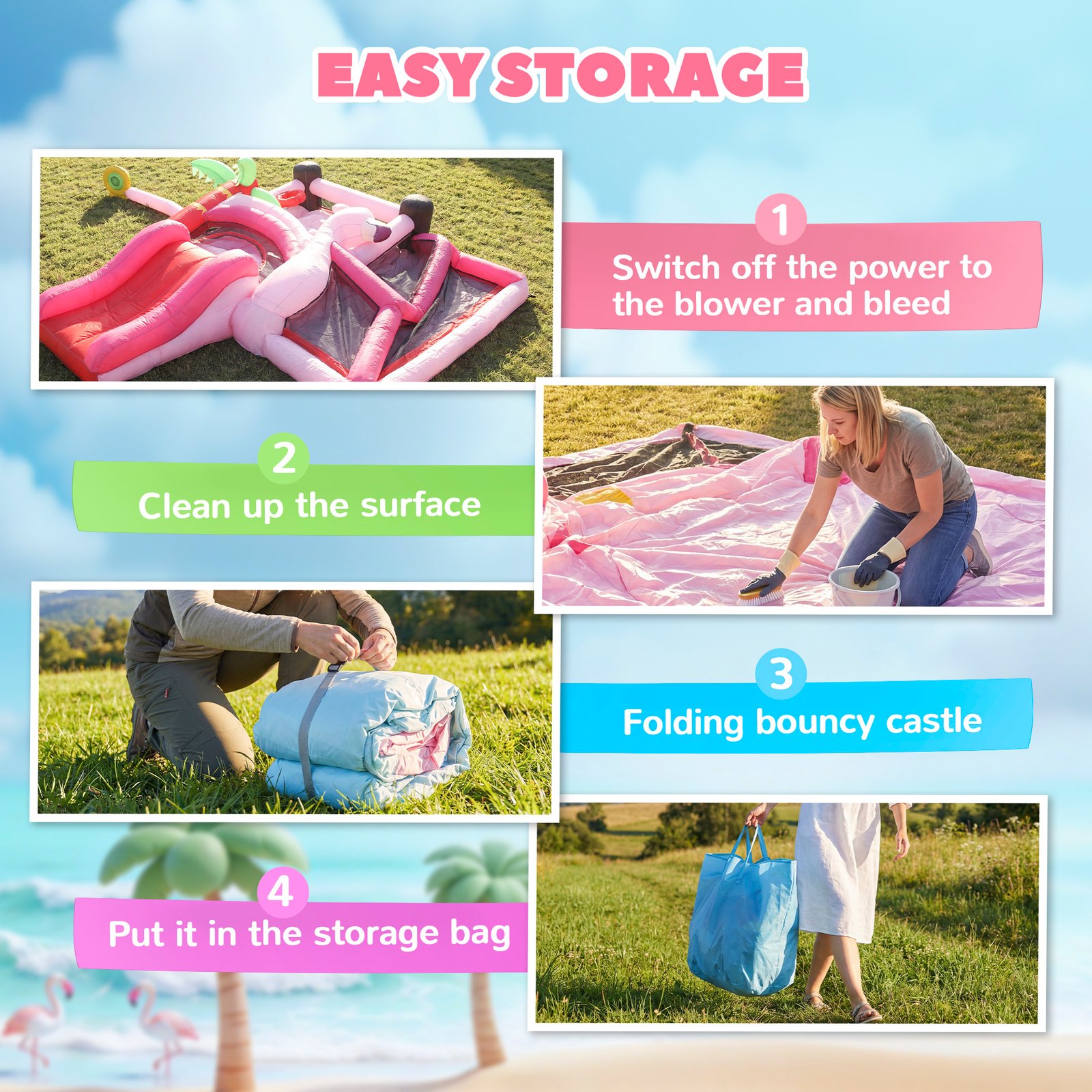 AIYAPLAY Inflatable Bounce House for Kids with Slide, Ball Pit, Basketball Hoop and Blower for Indoor Outdoor Garden, Pink - Image 7