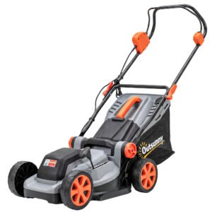Outsunny 18V Cordless Lawnmower with 2 x 4Ah Batteries, Battery Lawn Mower with 34cm Cutting Width, Mulching Feature