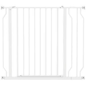 PawHut Wide Dog Safety Gate, with Door Pressure, for Doorways, Hallways, Staircases - White