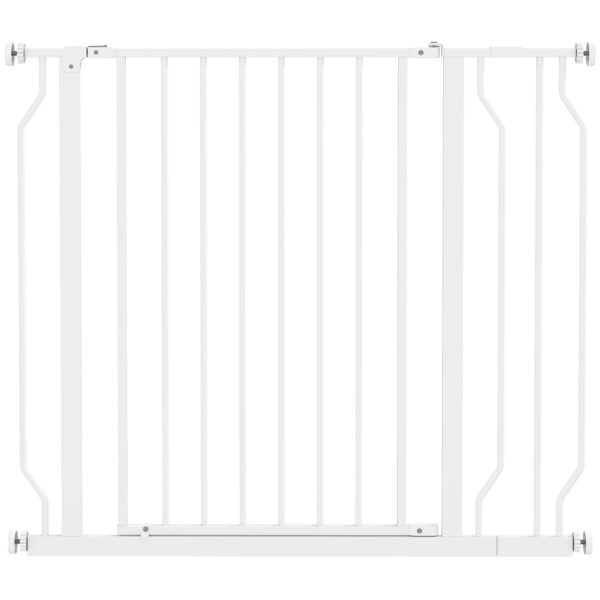 PawHut Wide Dog Safety Gate, with Door Pressure, for Doorways, Hallways, Staircases – White