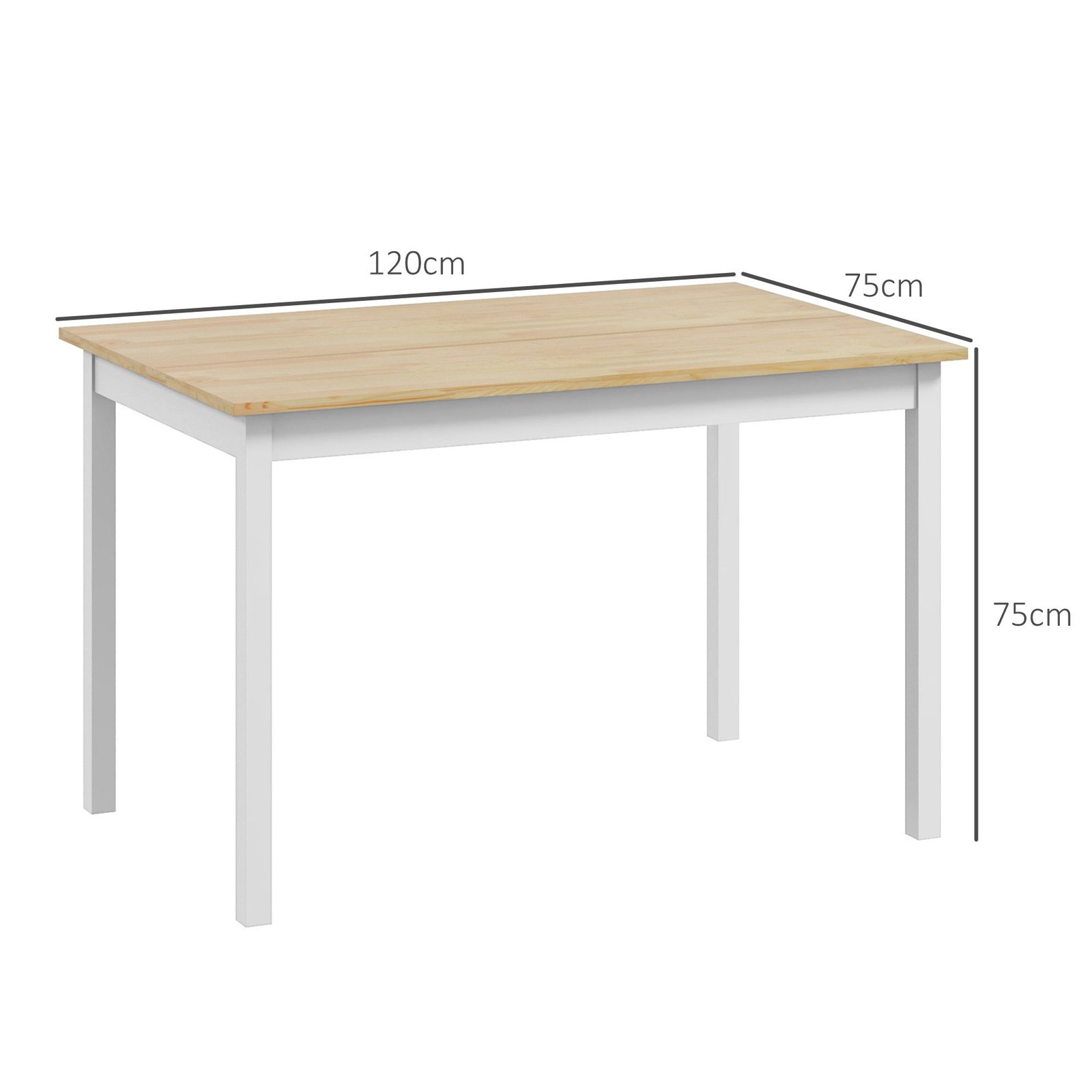 HOMCOM Four-Seater Farmhouse-Style Wooden Table - Image 3