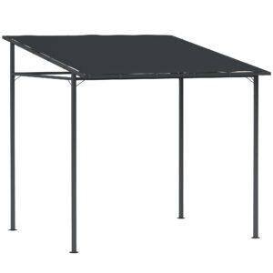 Outsunny 2.4 x 2.4 m Wall Mounted Pergola Gazebo with PA Coating Fabric and Metal Frame, UPF30+, Lean to Garden Gazebo, Wind Resistant Outdoor Sun Shade Shelter for Garden, Deck, Dark Grey