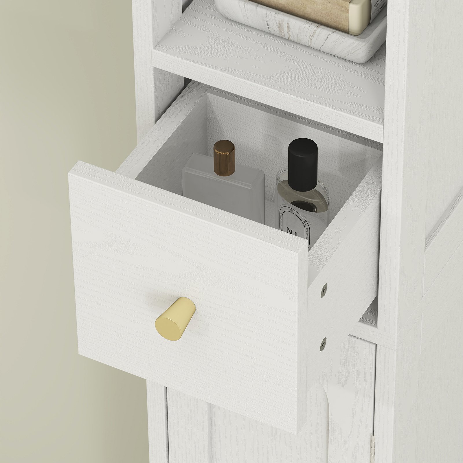 HOMCOM 185 cm Tall Bathroom Cabinet with Arched Doors - White - Image 9