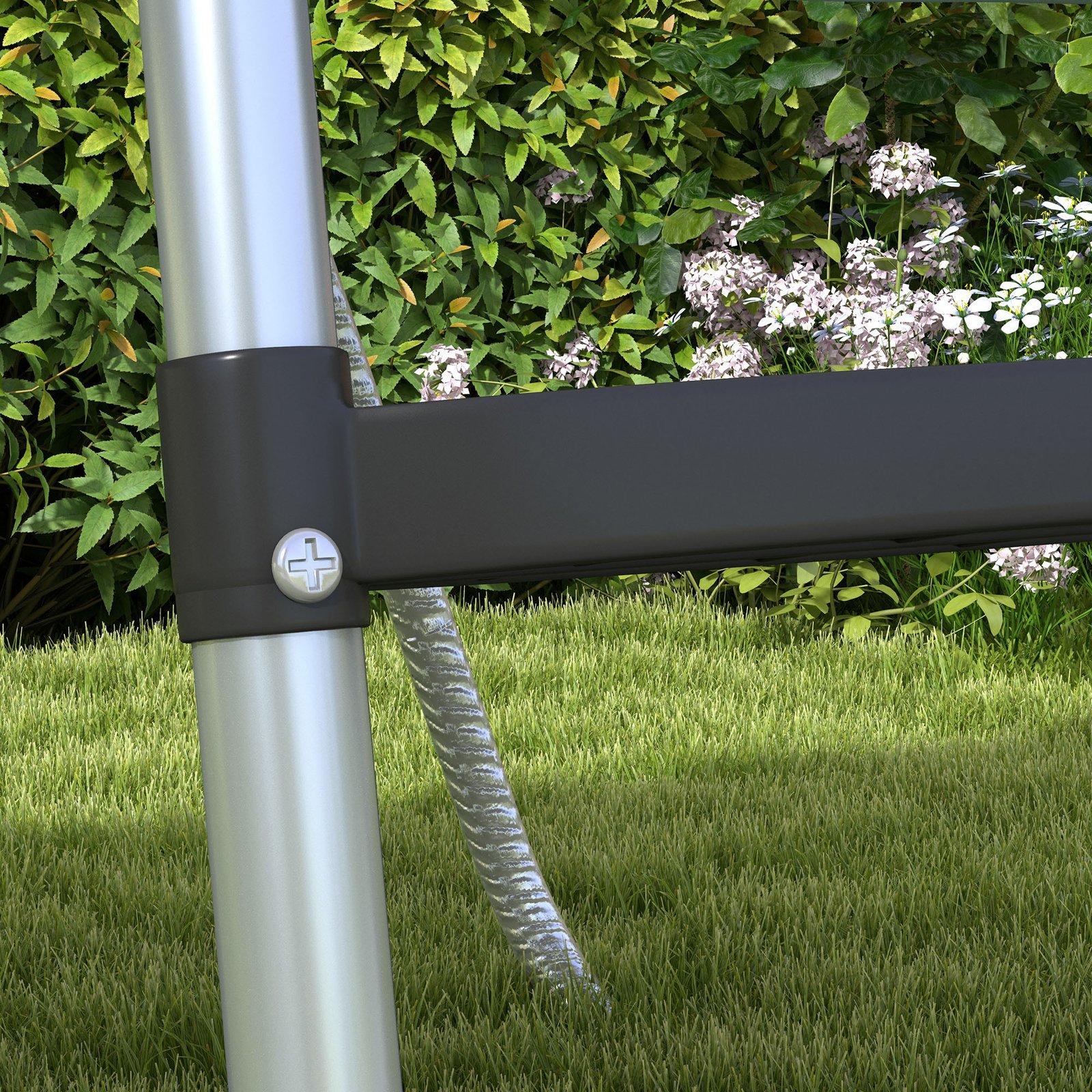 SPORTNOW Galvanised Steel Trampoline Ladder, 2 Steps/3 Steps Outdoor Trampoline Accessories for 6ft, 8ft, 10ft, 12ft, 13ft, 14ft, 16ft Trampoline, 110L x 32Wcm, Silver Tone - Image 8