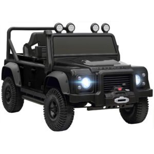 AIYAPLAY Kids Ride On Car with Remote Control, Music, Horn, 4 Spring Suspension Wheels, LED Lights for 3-5 Years Old, Black