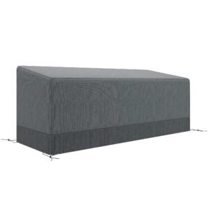 Outsunny Rectangular Patio Garden Furniture Cover Waterproof for 3 Seater Sofa Bistro Set, UV Resistant Protection 600D Oxford Fabric Rattan Lounge Clean Cover, 190 x 72 x 76cm, Grey