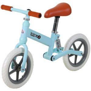 HOMCOM 12" Kids Balance Bike No Pedal Bicycle EVA Tyre Adjustable Seat Toddler Training Bike W/ Shock Absorber 2 - 5 Years Gift for Boys Girls Blue